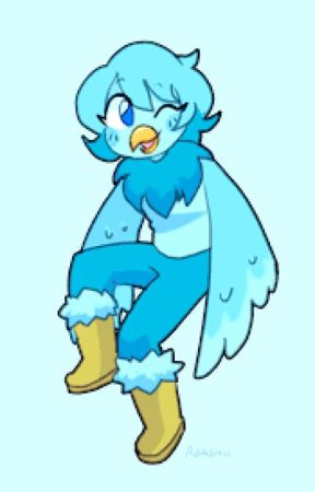 Two blue birds (Genderbent/Rule 63/Male Martlet x Berdly) by MarliesPaste